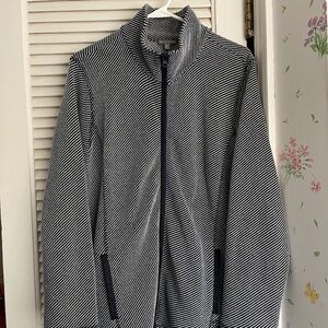 T by Talbots Cotton-Blend Navy and Cream Jacket 1X